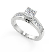 Catherine 4 Prong Channel Set Cushion Cut Engagement Ring - Nivetta